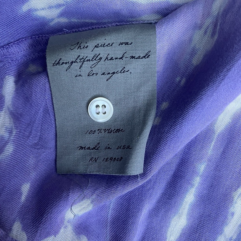 Raquel Allegra Tie Dye Poet Peasant Boho Blouse Purple White Viscose Sz 3 Large - Picture 5 of 9